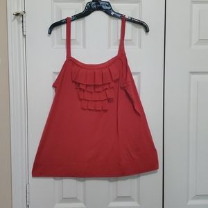 Coral spaghetti strap tank Ruffle design